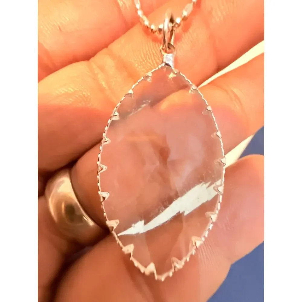 Vintage Clear Lucite Teardrop Pendant Necklace 28”
